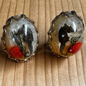 Seahorse vintage clip-on earrings